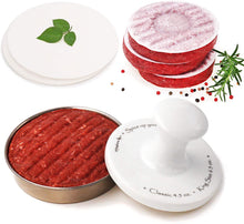 Load image into Gallery viewer, Meykers® King Size Burger Press & 100 Patty Paper Set- 5 inch