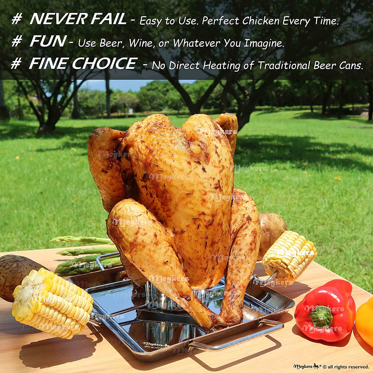 Meykers® Beer Can Chicken Holder Vertical Chicken Stand for Grill,  Smoker, Oven Best Gift for BBQ Lover