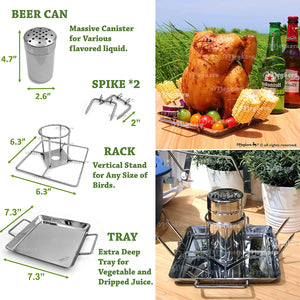 Meykers® Beer Can Chicken Holder - Vertical Chicken Stand for Grill, Smoker, Oven - Best Gift for BBQ Lover